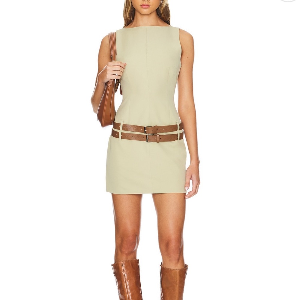 Lioness Ethereal Buckle Mini Dress in Beige